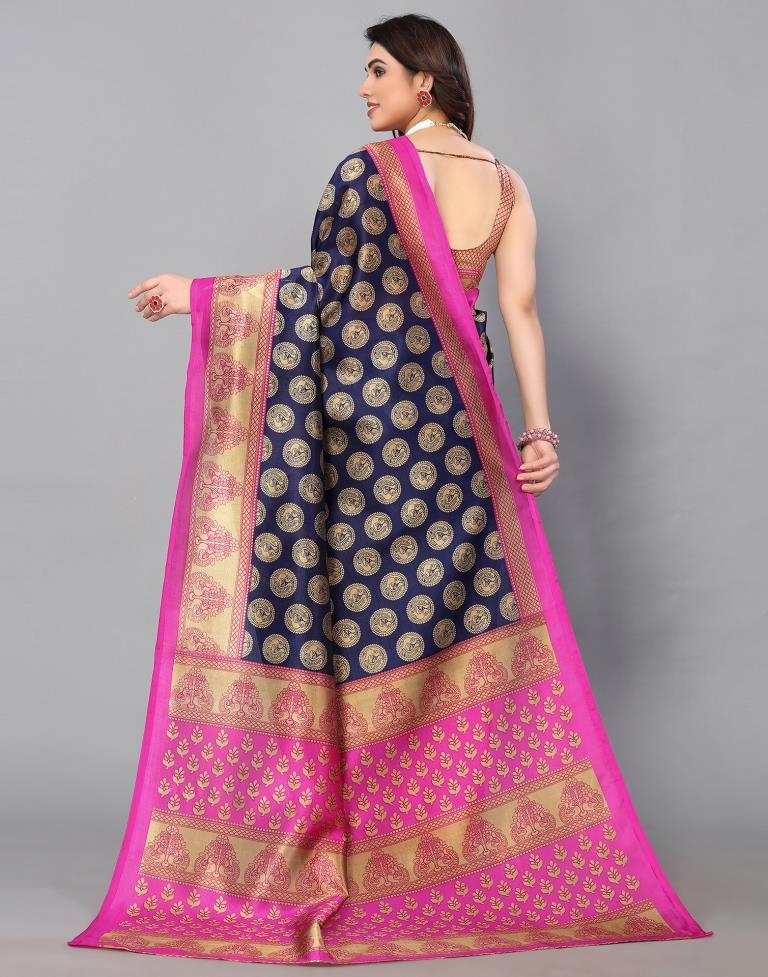 Navy Blue Banarasi Silk Saree | Sudathi