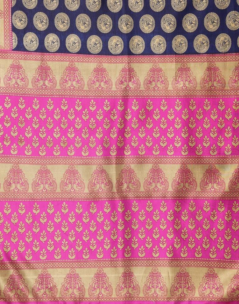 Navy Blue Banarasi Silk Saree | Sudathi