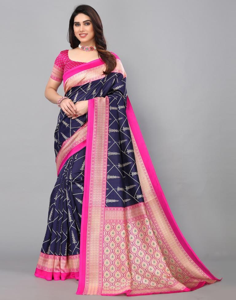 Navy Blue Banarasi Silk Saree | Sudathi
