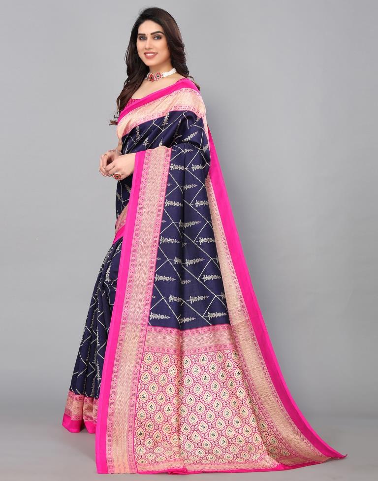 Navy Blue Banarasi Silk Saree | Sudathi