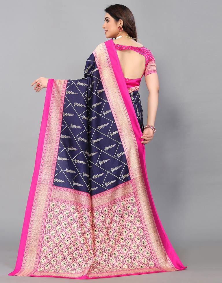 Navy Blue Banarasi Silk Saree | Sudathi