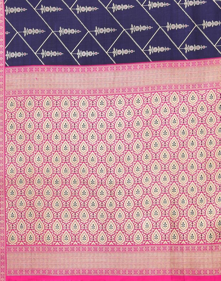 Navy Blue Banarasi Silk Saree | Sudathi