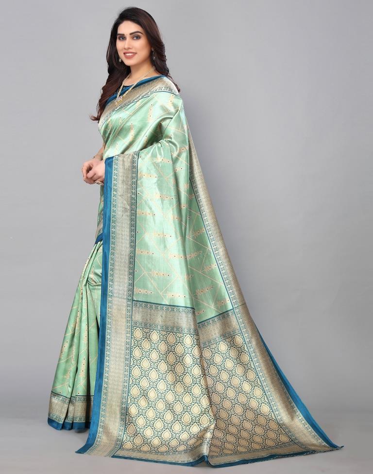 Mint Green Banarasi Silk Saree | Sudathi
