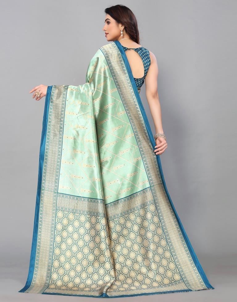 Mint Green Banarasi Silk Saree | Sudathi