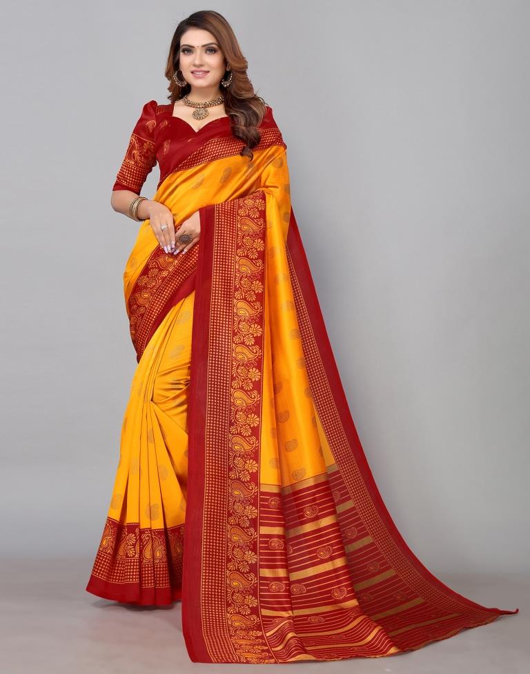 Turmeric Yellow Banarasi Silk Saree | Sudathi