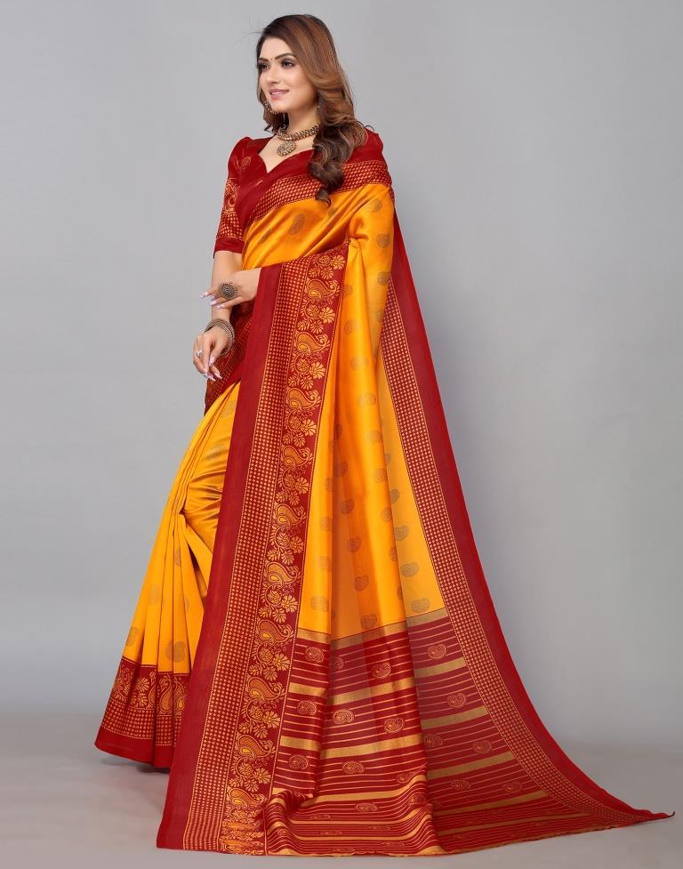 Turmeric Yellow Banarasi Silk Saree | Sudathi