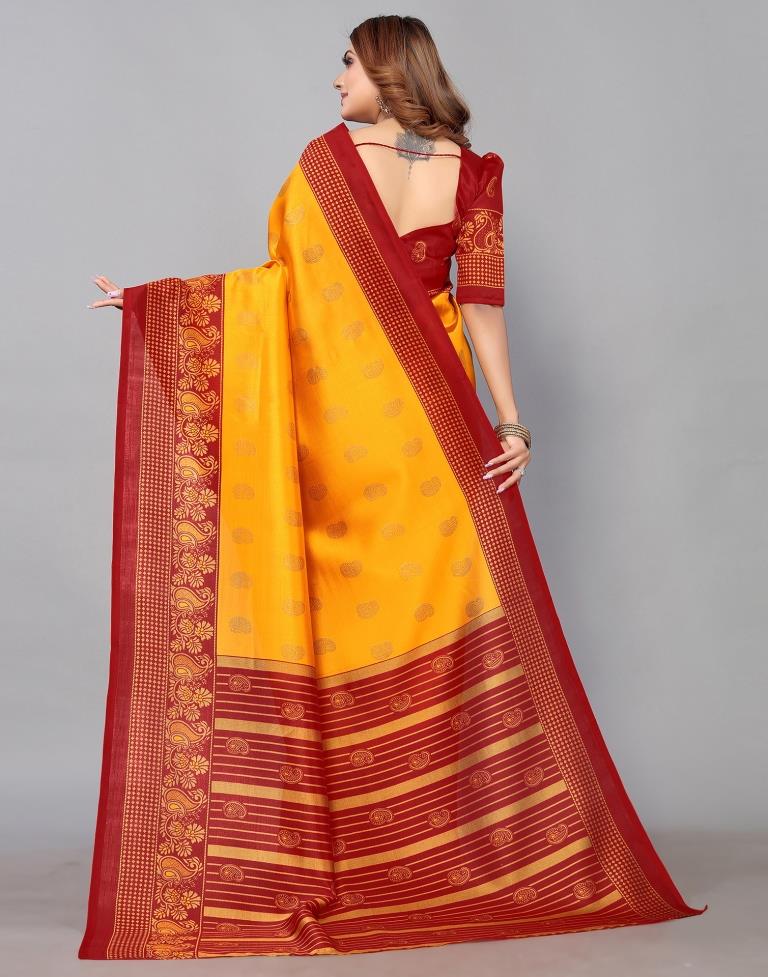 Turmeric Yellow Banarasi Silk Saree | Sudathi