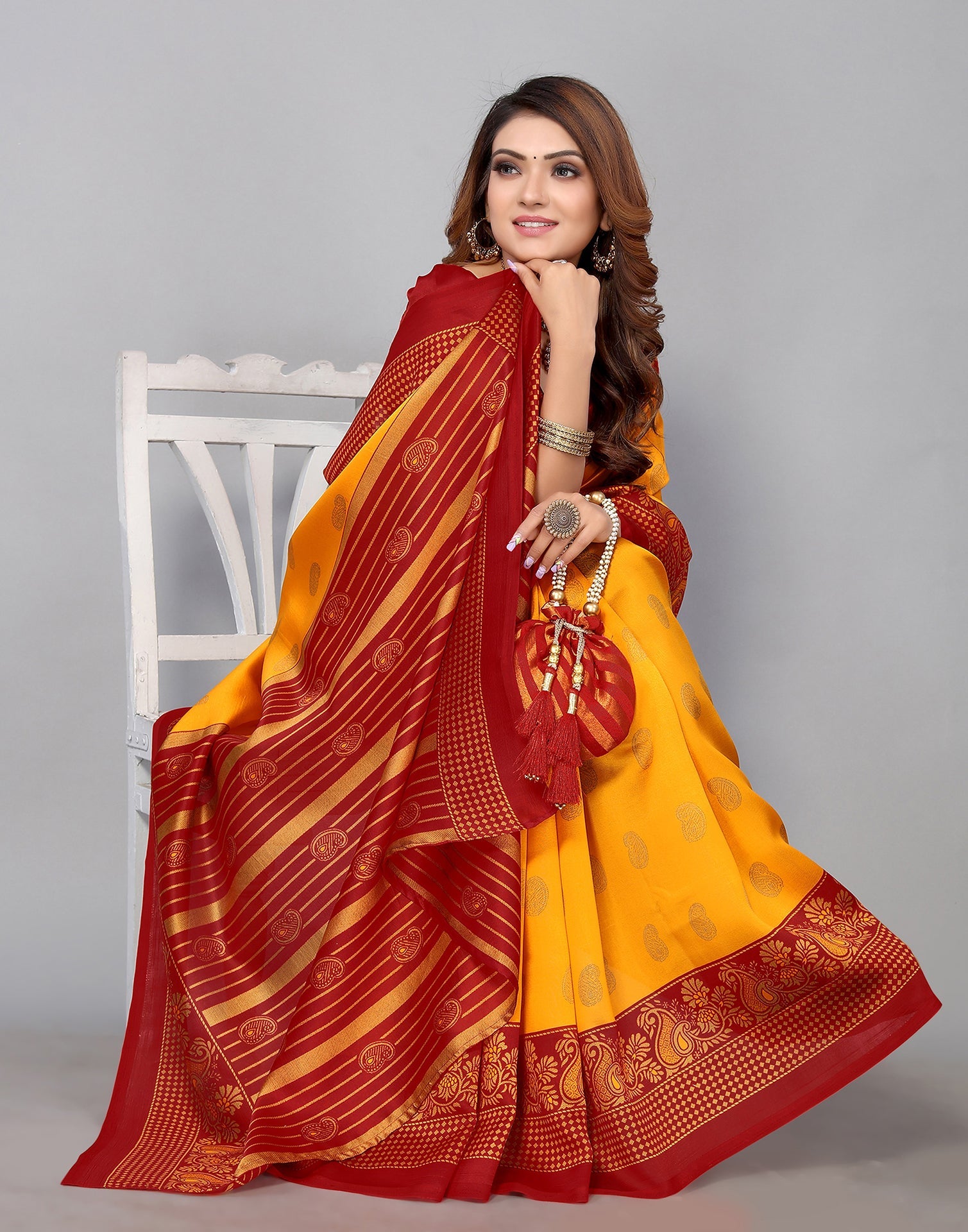 Turmeric Yellow Banarasi Silk Saree | Sudathi