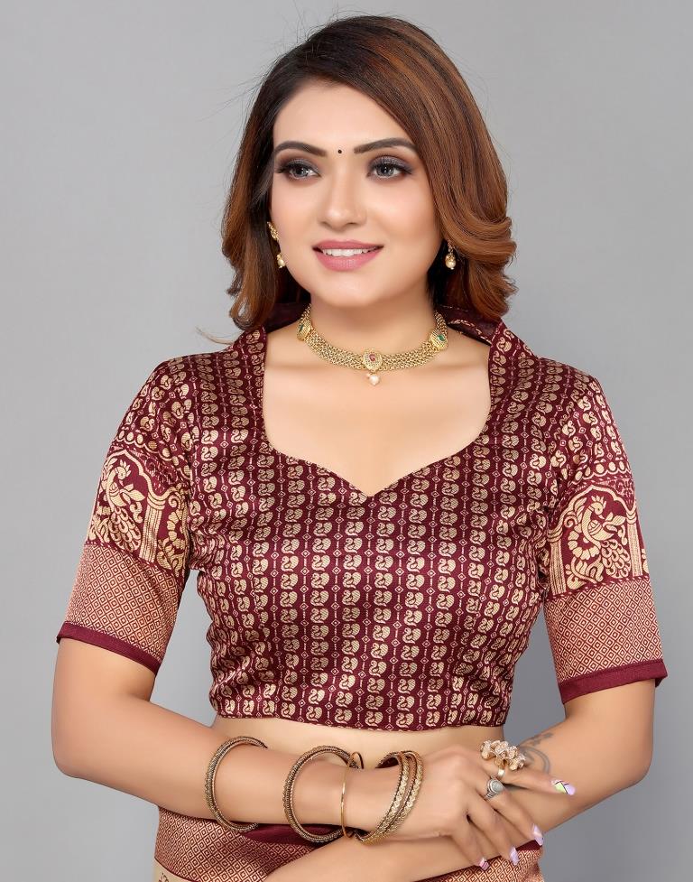 Beige Banarasi Silk Saree | Sudathi