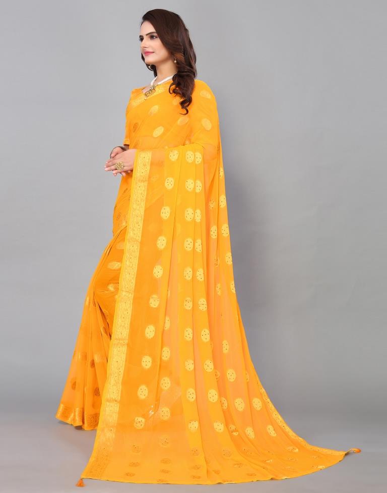 Yellow Chiffon Banarasi Saree | Sudathi