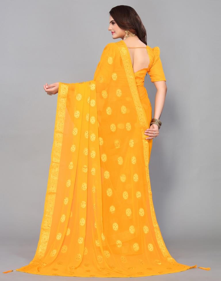 Yellow Chiffon Banarasi Saree | Sudathi