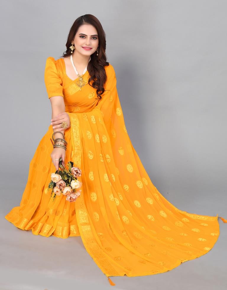 Yellow Chiffon Banarasi Saree | Sudathi