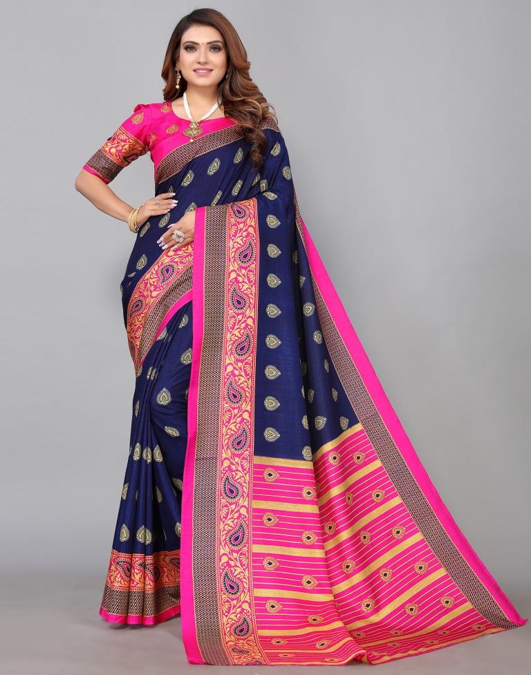 Navy Blue Banarasi Silk Saree | Sudathi