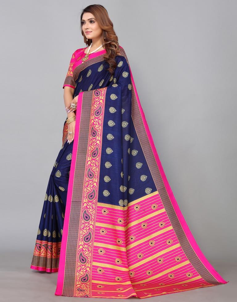 Navy Blue Banarasi Silk Saree | Sudathi
