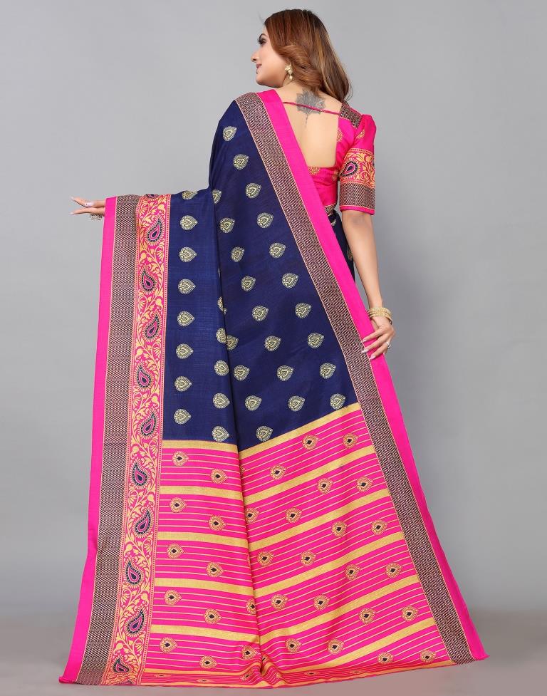 Navy Blue Banarasi Silk Saree | Sudathi