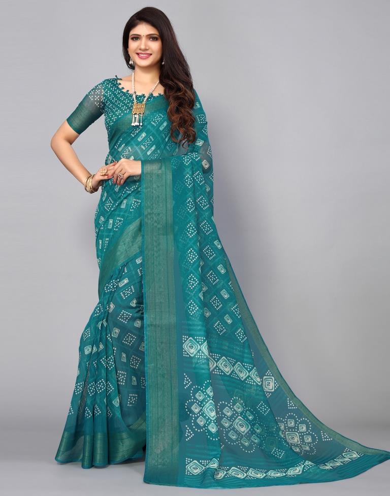 Pine Green Cotton Saree | Sudathi