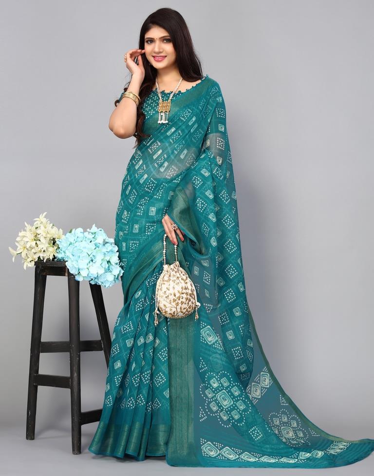 Pine Green Cotton Saree | Sudathi