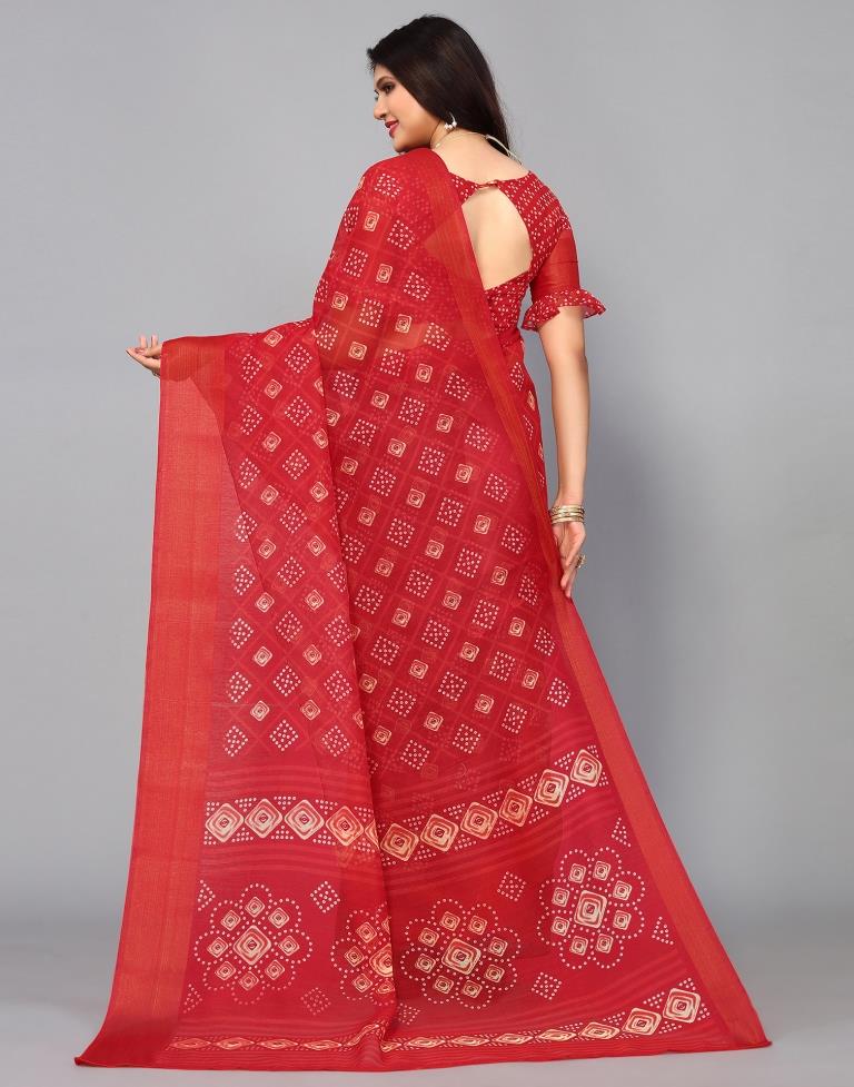 Red Cotton Saree | Sudathi