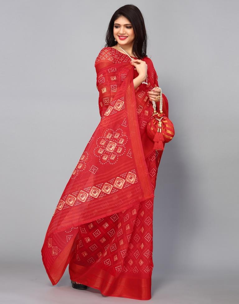 Red Cotton Saree | Sudathi