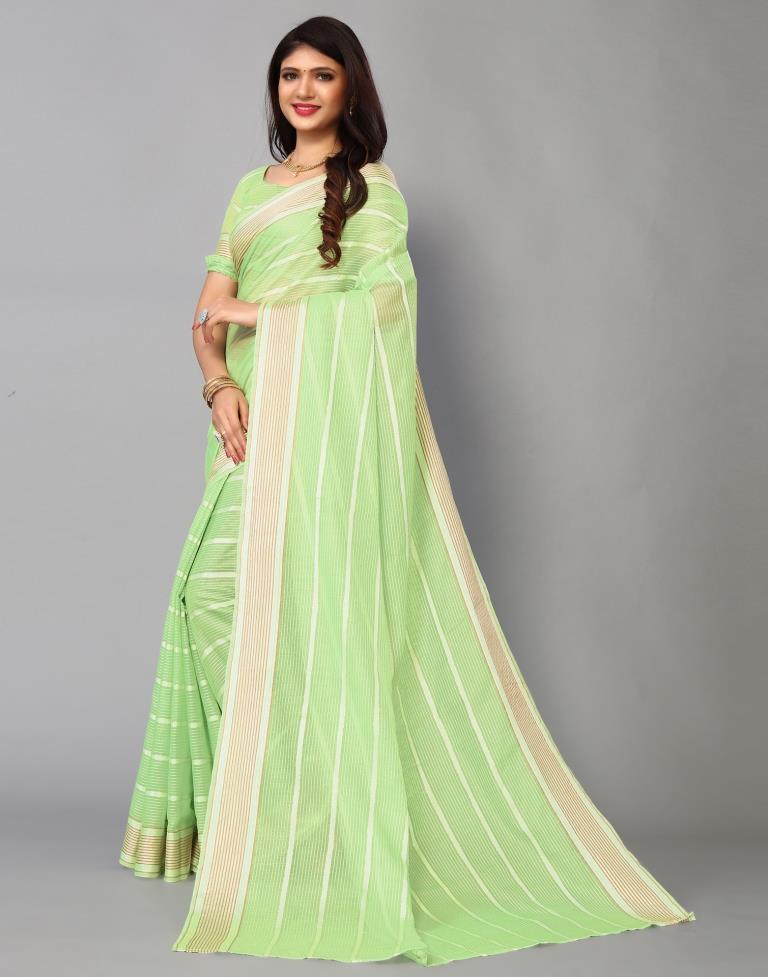Light Green Cotton Saree | Sudathi
