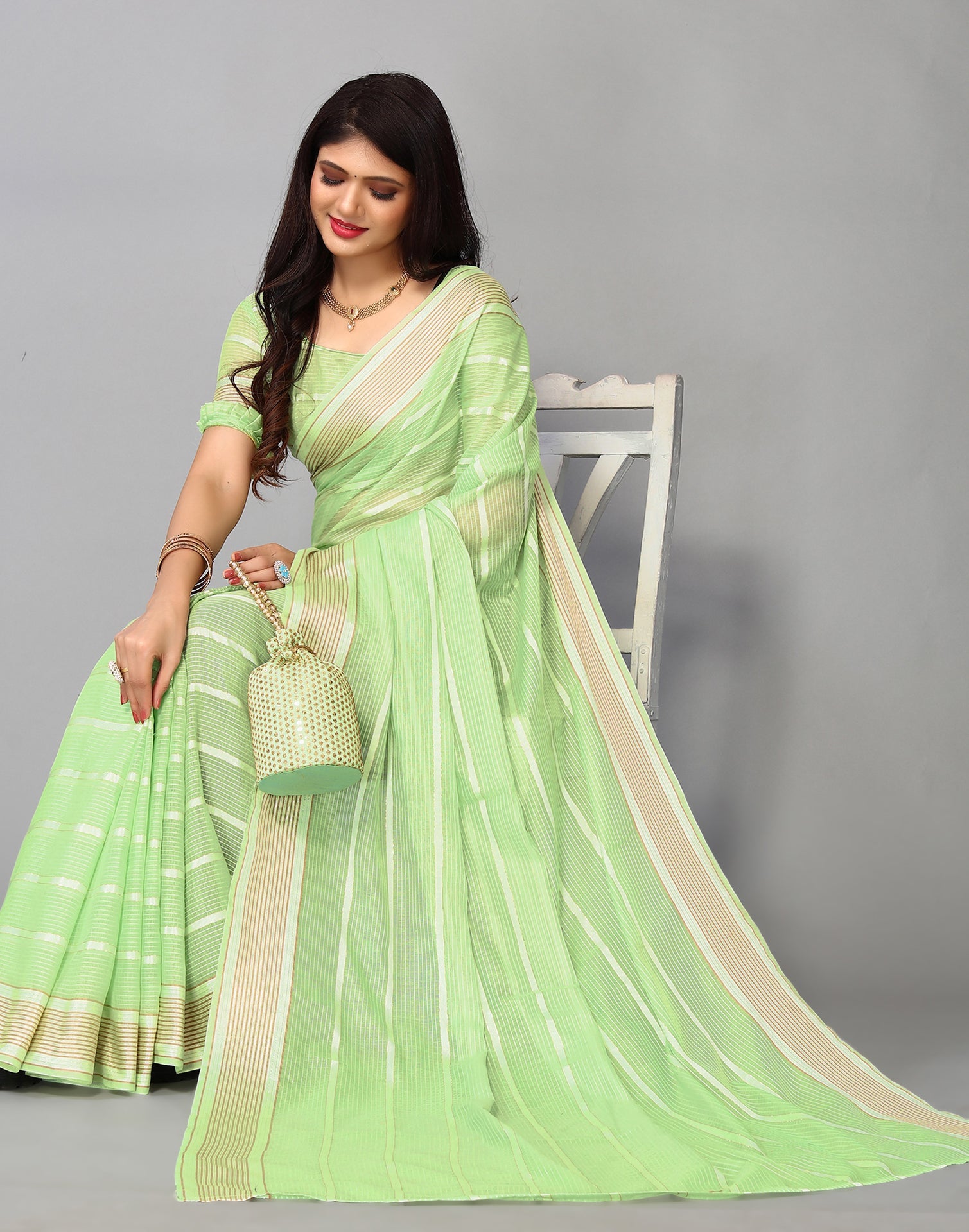 Light Green Cotton Saree | Sudathi