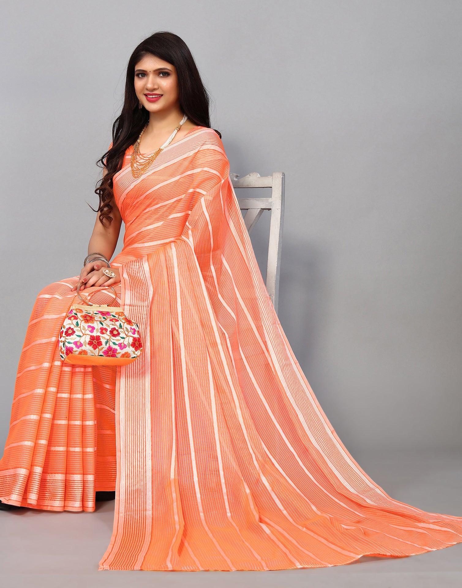 Orange Cotton Saree | Sudathi