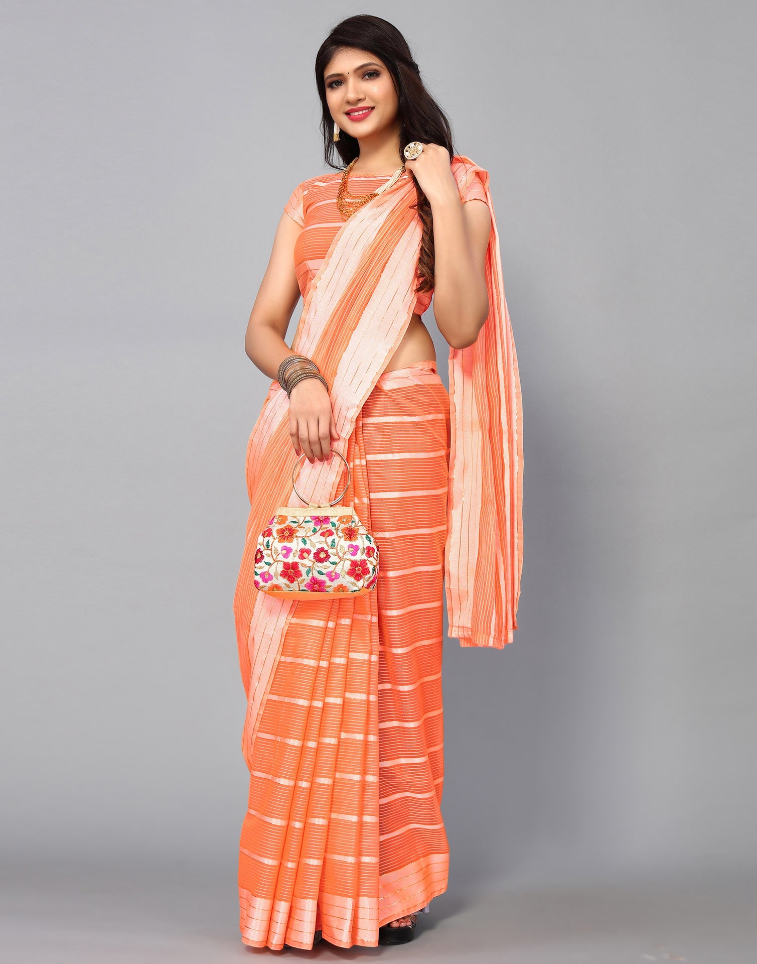 Orange Cotton Saree | Sudathi