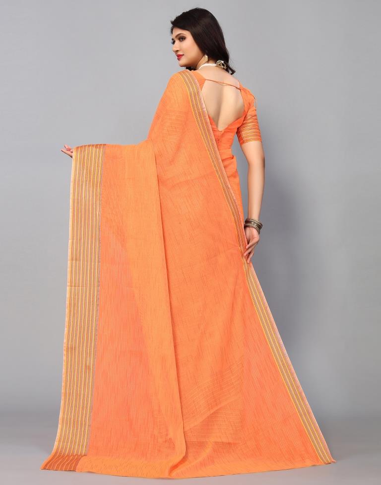 Orange Cotton Saree | Sudathi