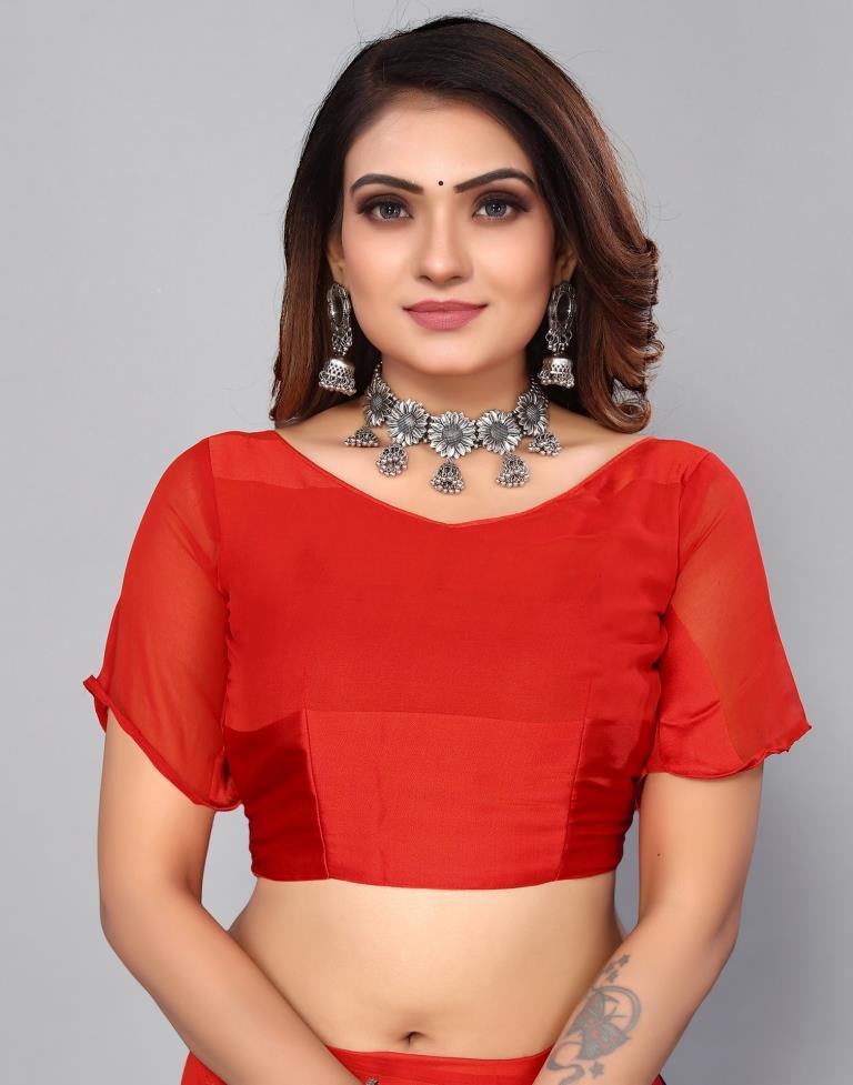 Red Georgette Saree | Sudathi