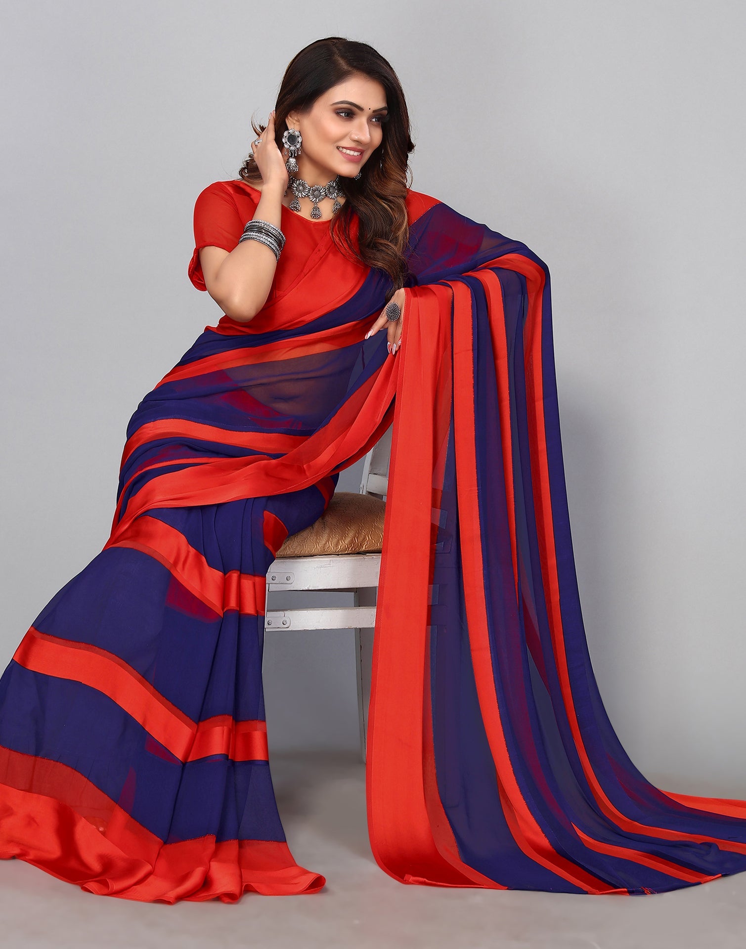 Red Georgette Saree | Sudathi