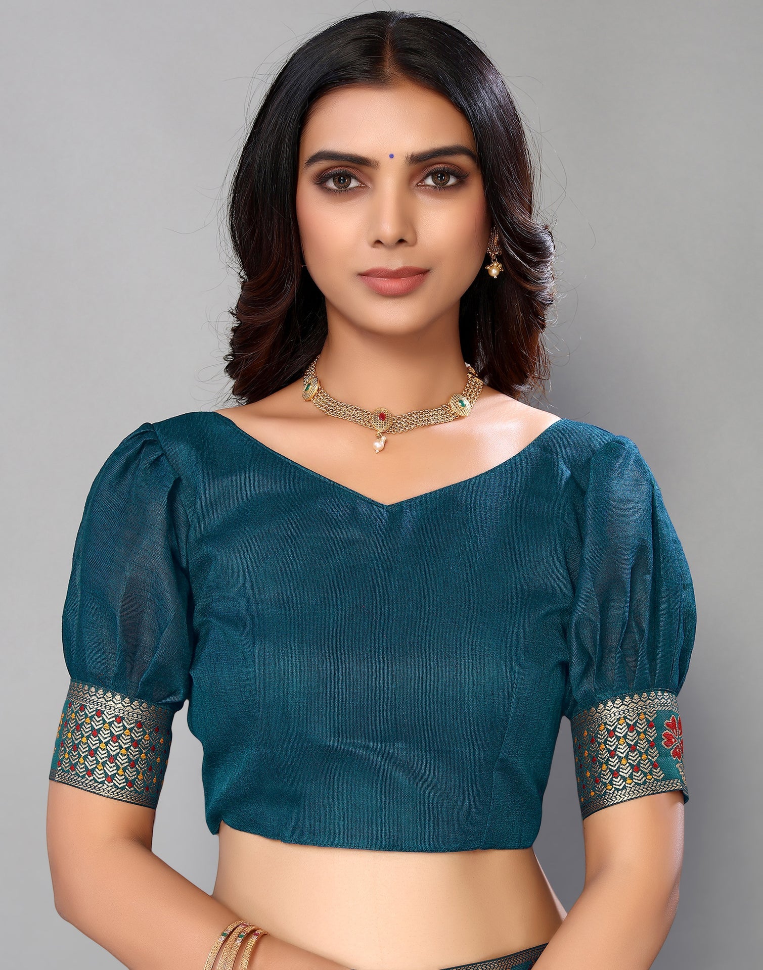 Rama Green Lycra Printed Saree | Sudathi