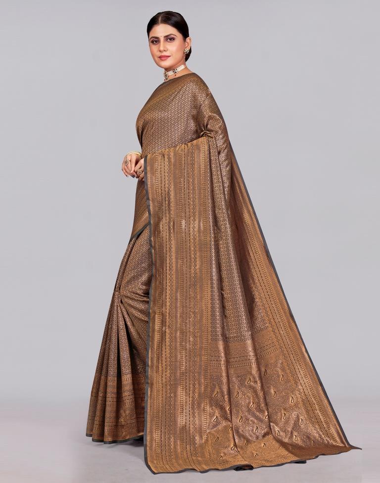 Dark Brown Kanjivaram Silk Saree | Sudathi