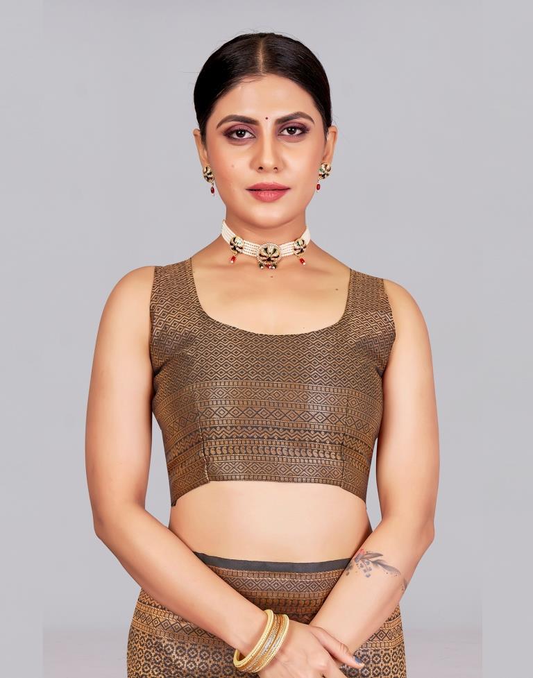 Dark Brown Kanjivaram Silk Saree | Sudathi