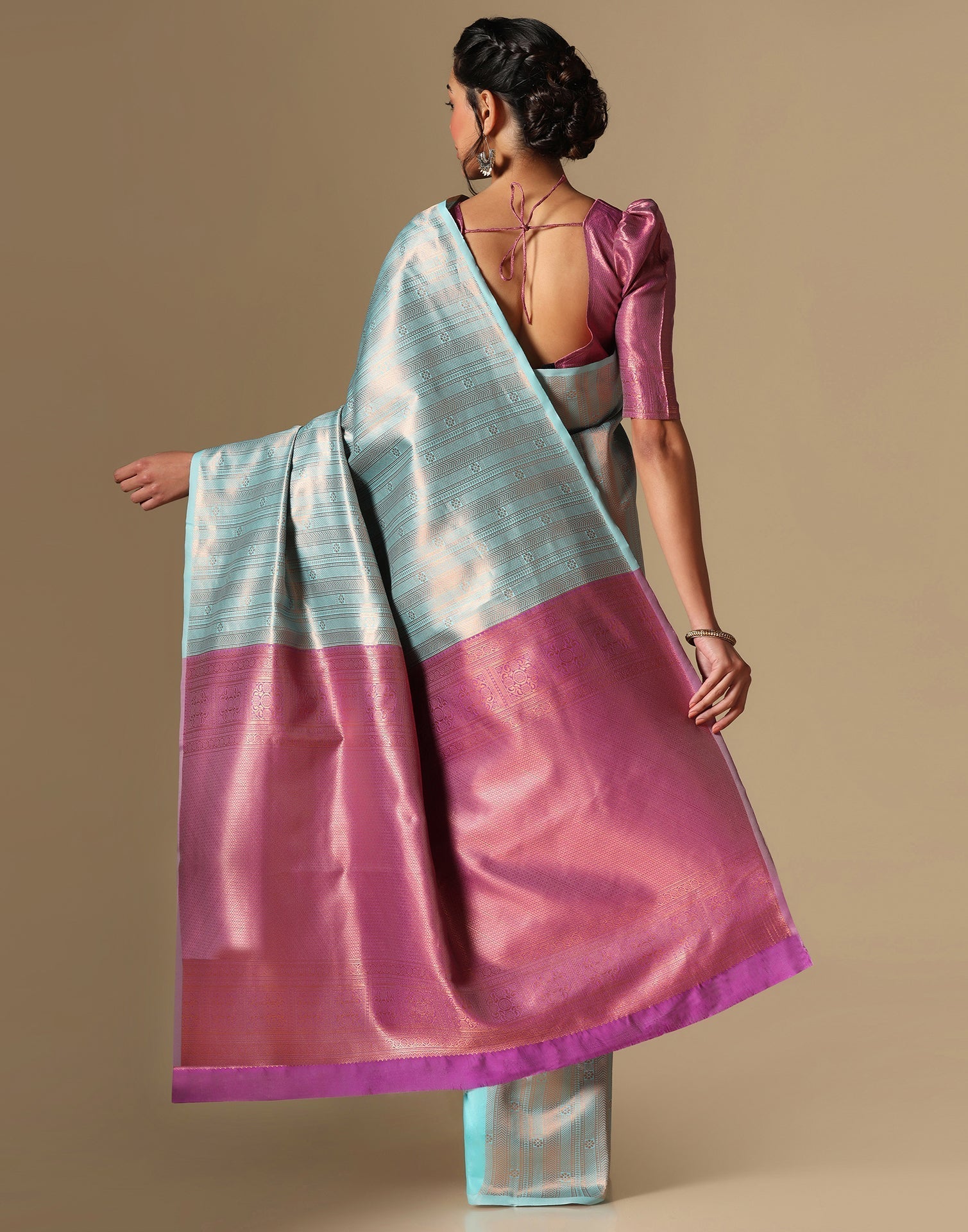 Sky Blue Silk Jacquard Saree | Sudathi