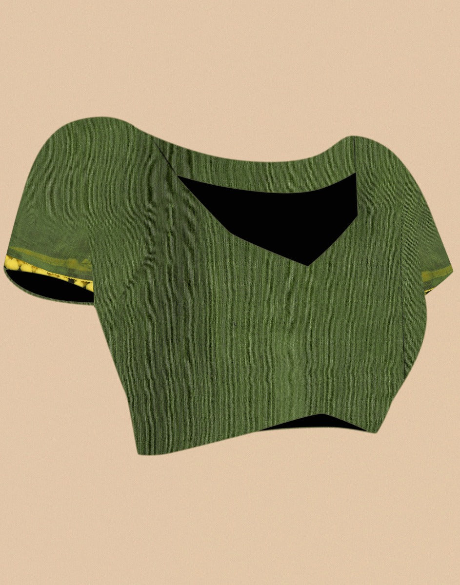 Olive Green Cotton Saree | Sudathi