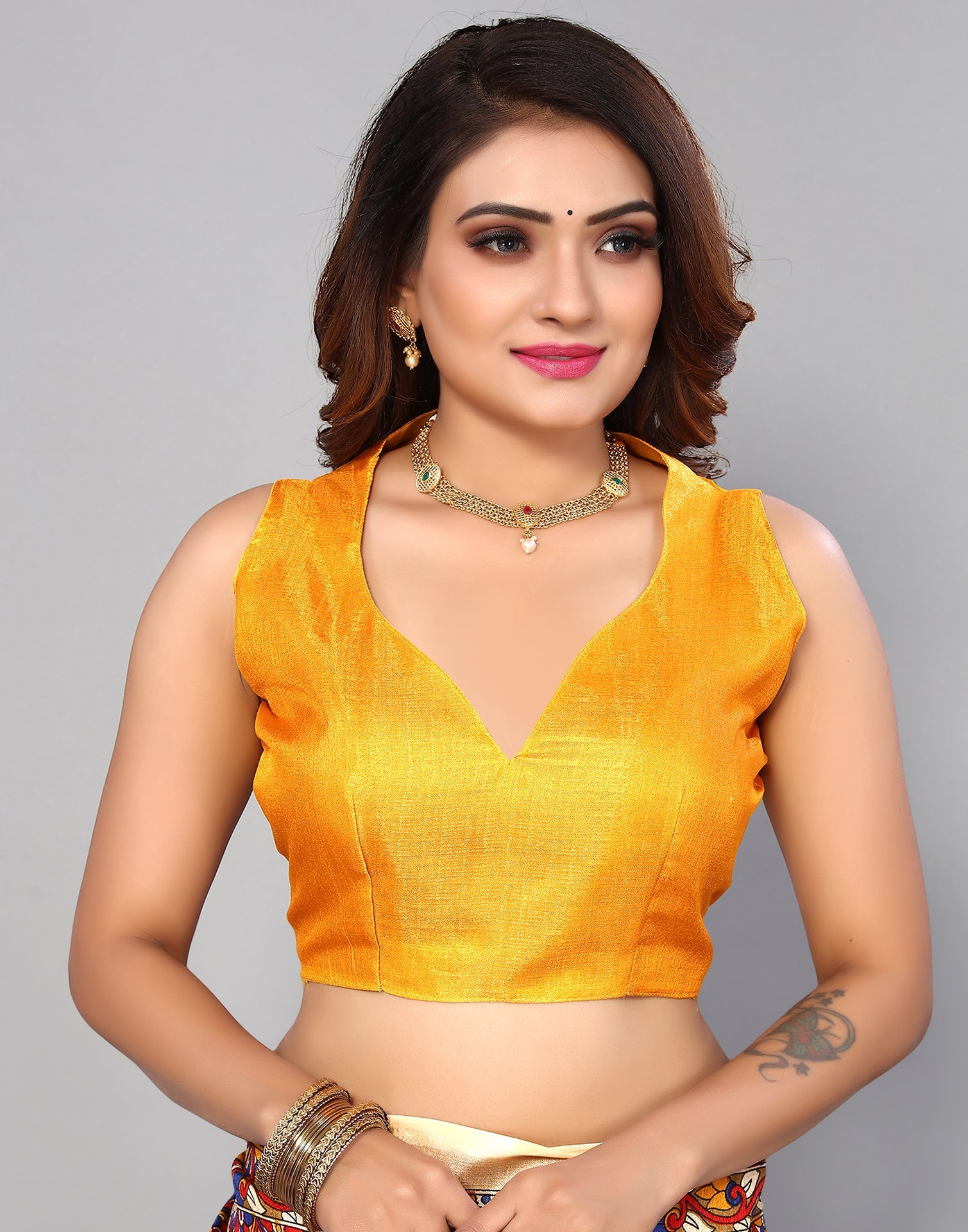 Yellow Silk Printed Saree | Sudathi