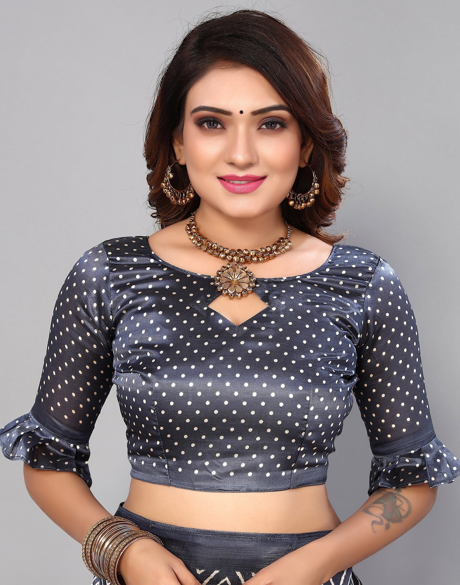 Grey Silk Printed Saree | Sudathi