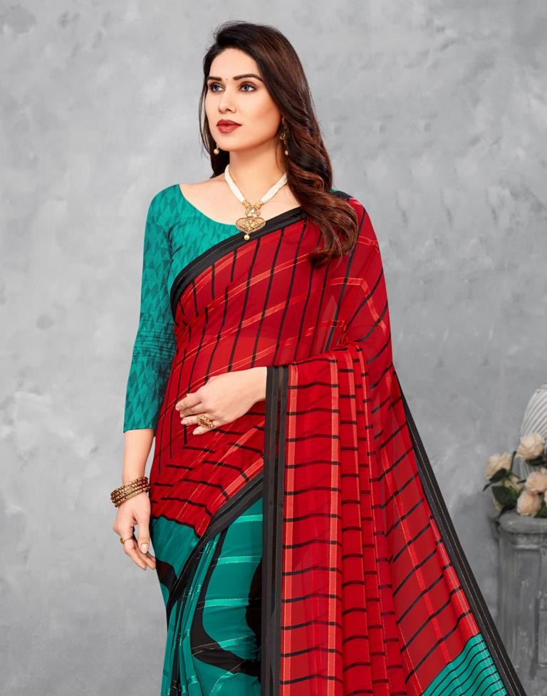 Green Georgette Saree | Sudathi
