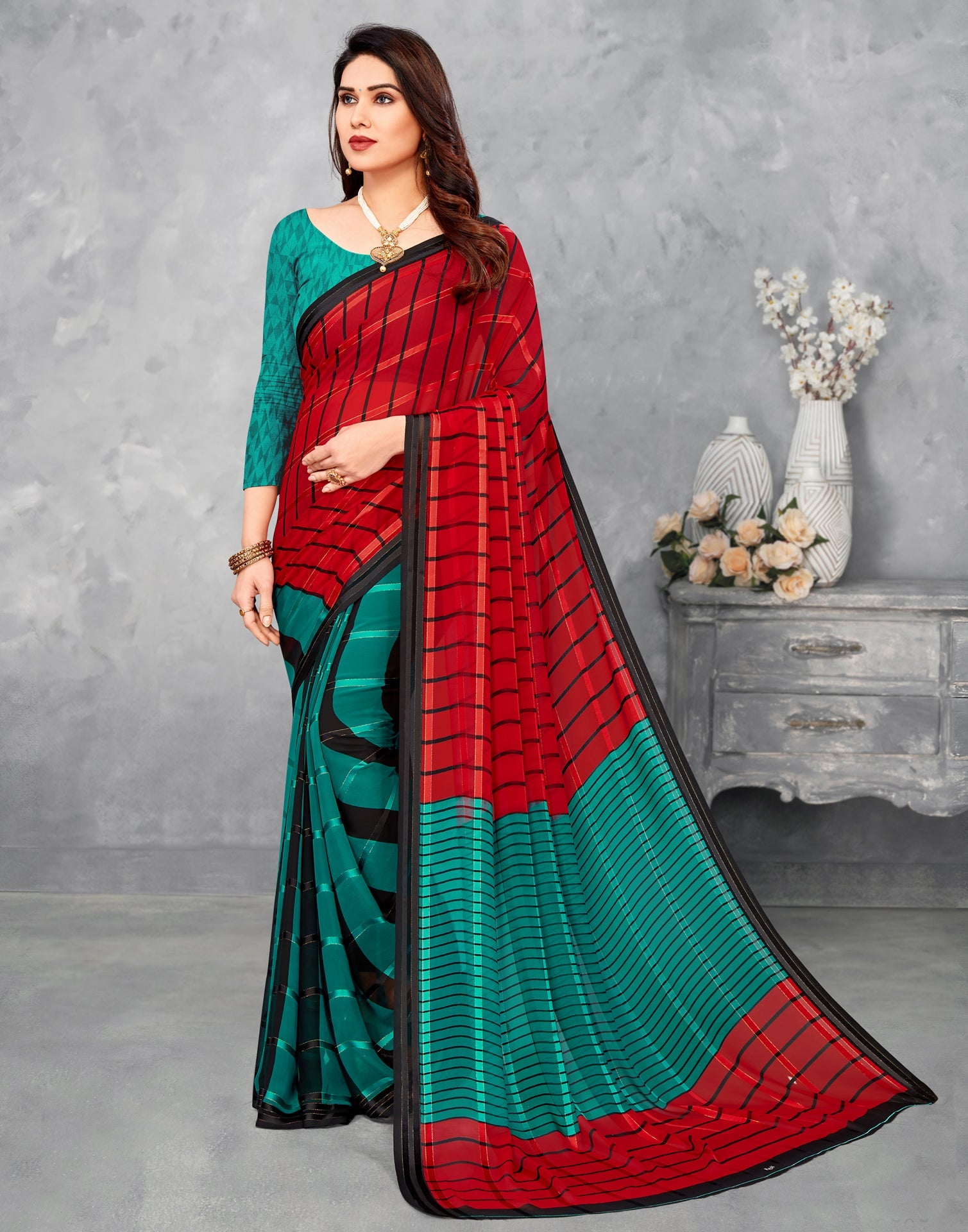Green Georgette Saree | Sudathi