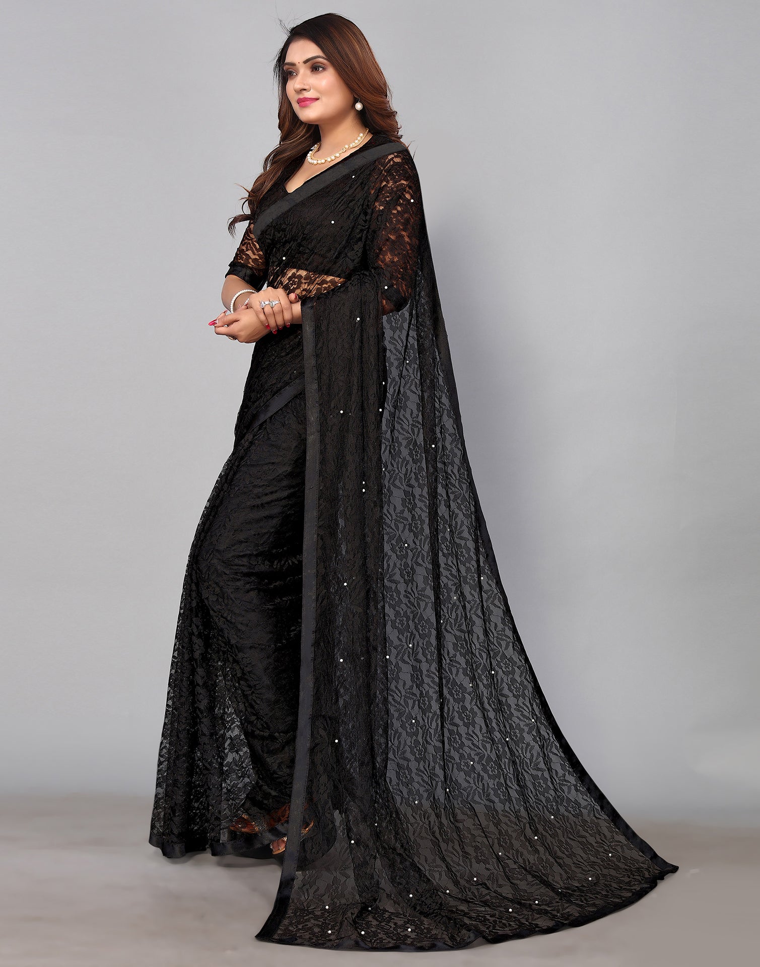 Black Net Lace Saree | Sudathi