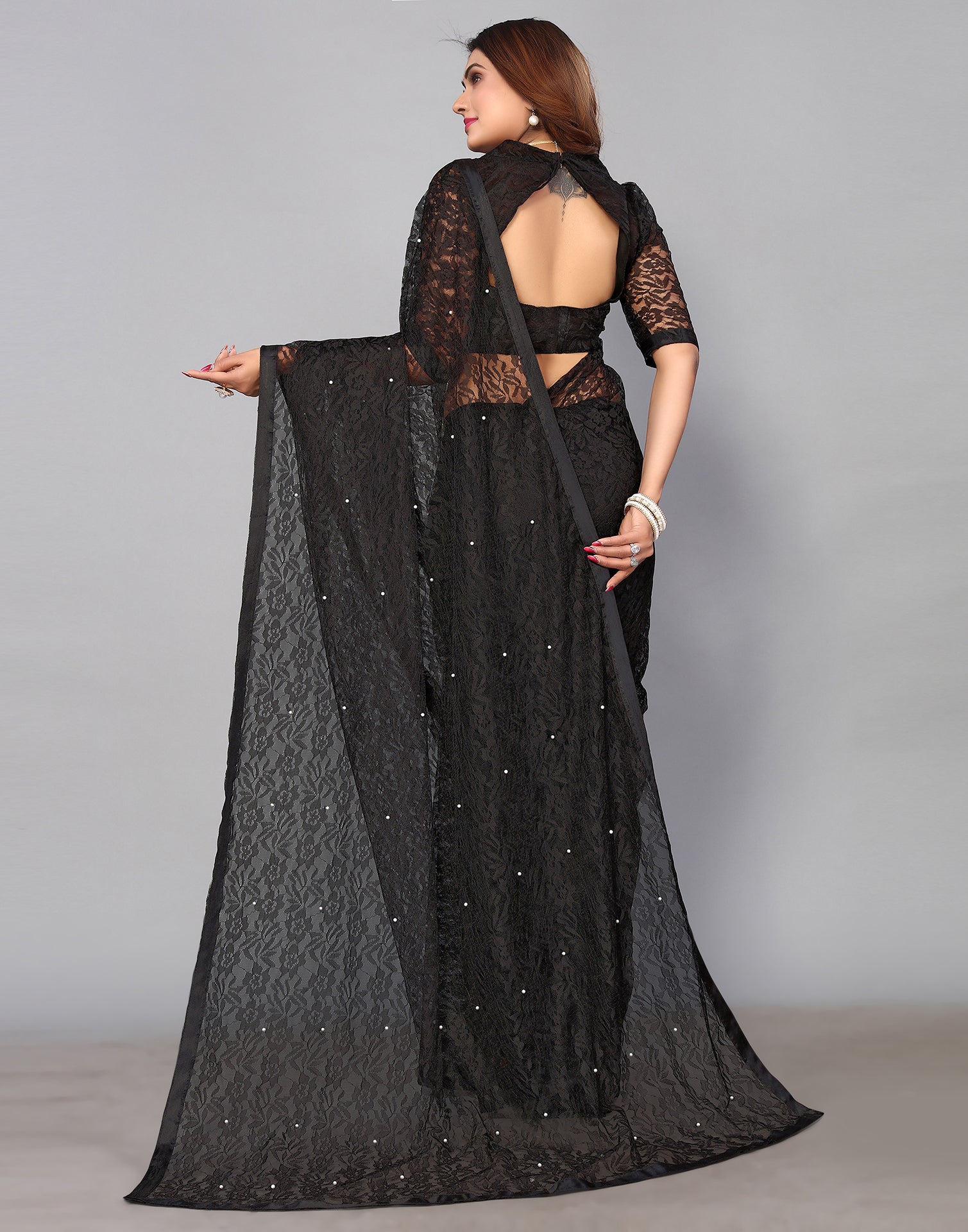 Black Net Lace Saree | Sudathi