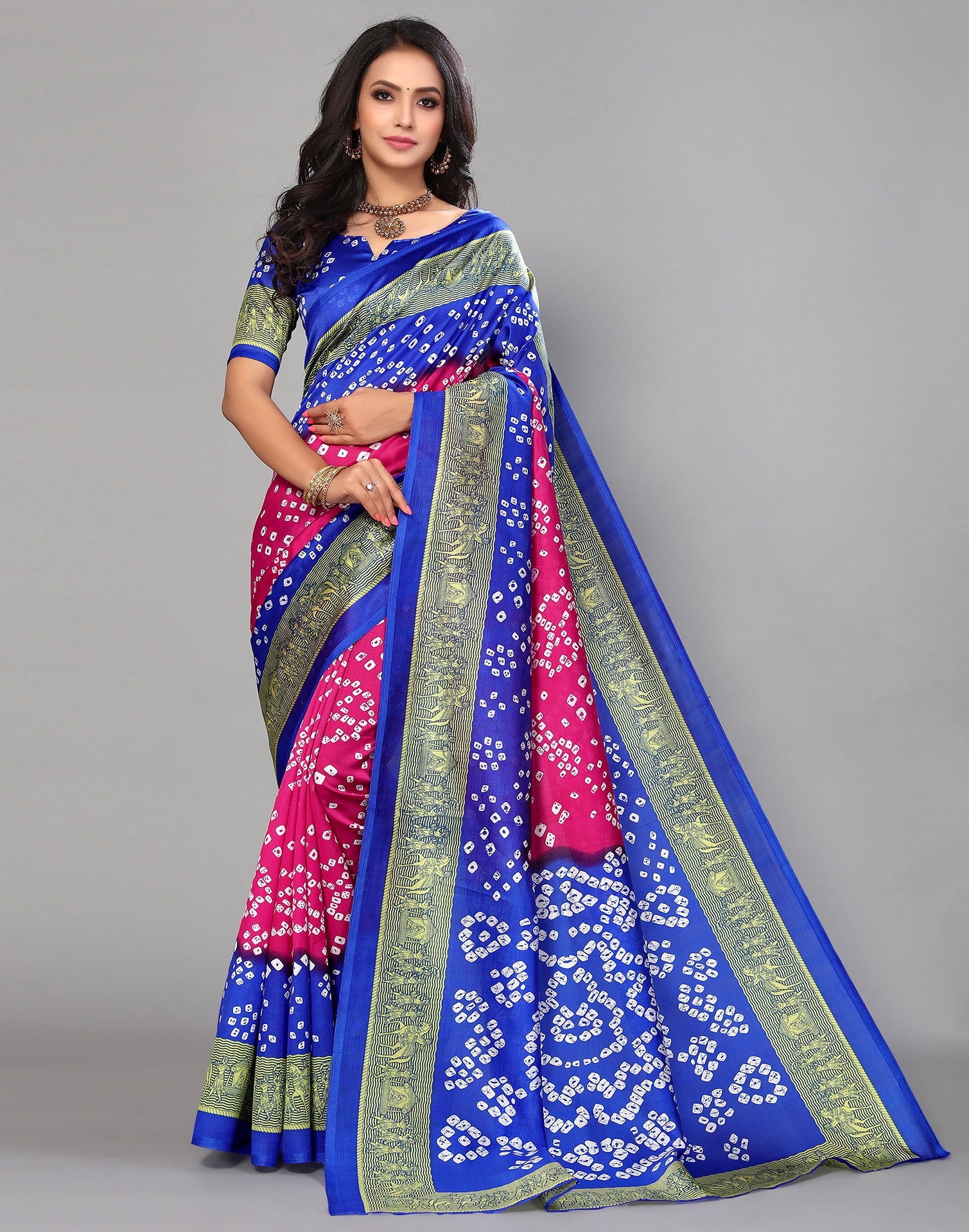 Pink Silk Printed Saree | Sudathi