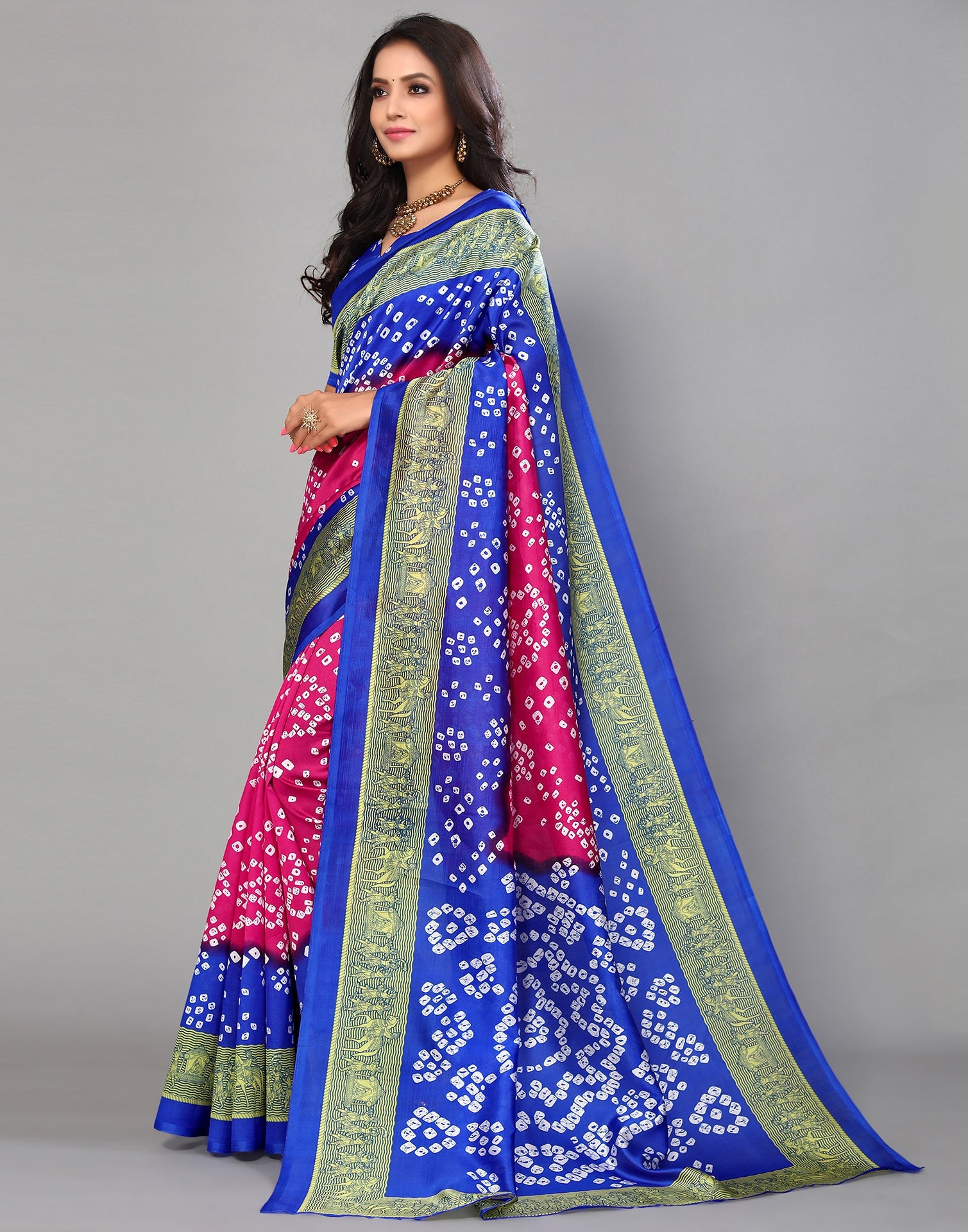 Pink Silk Printed Saree | Sudathi
