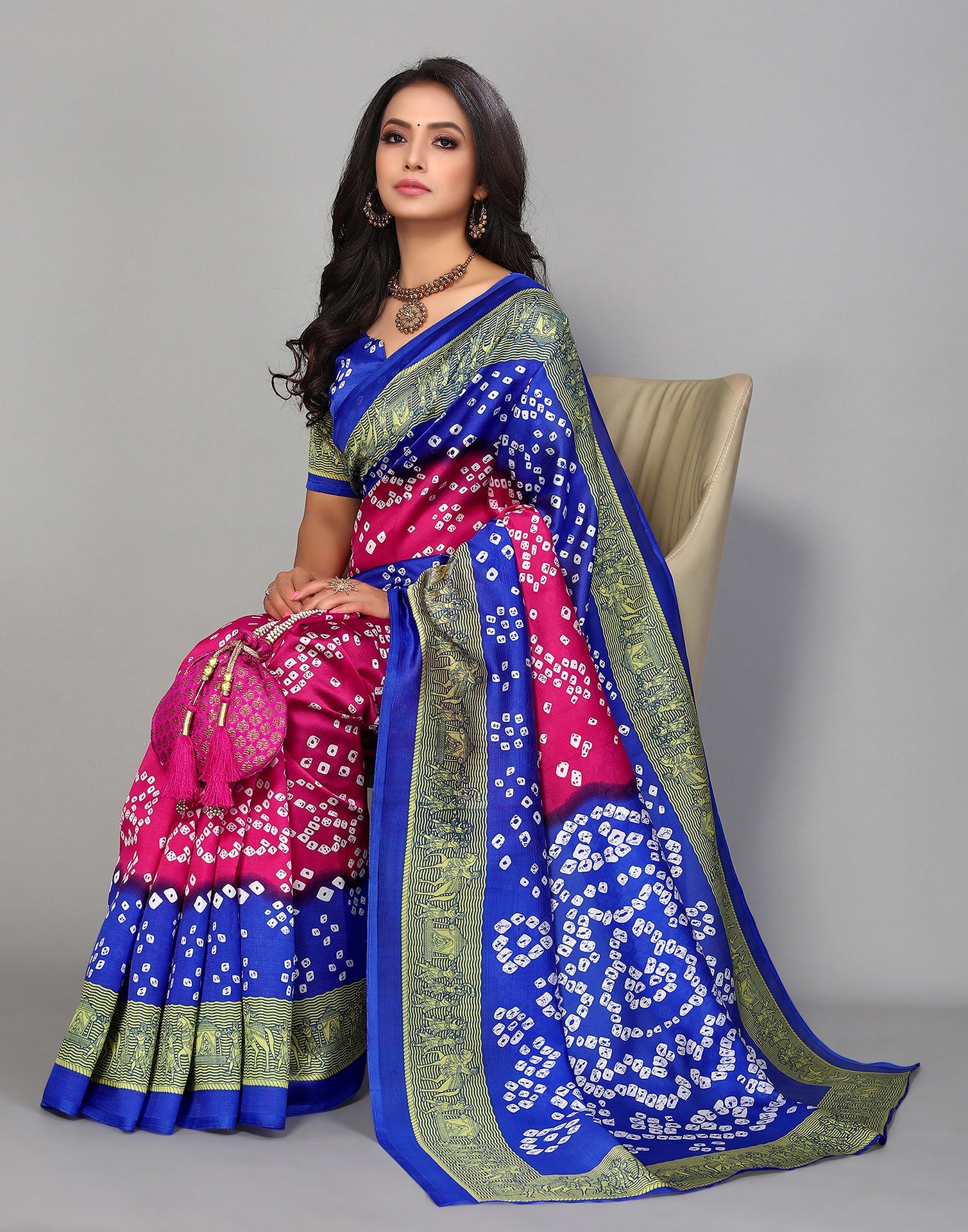 Pink Silk Printed Saree | Sudathi