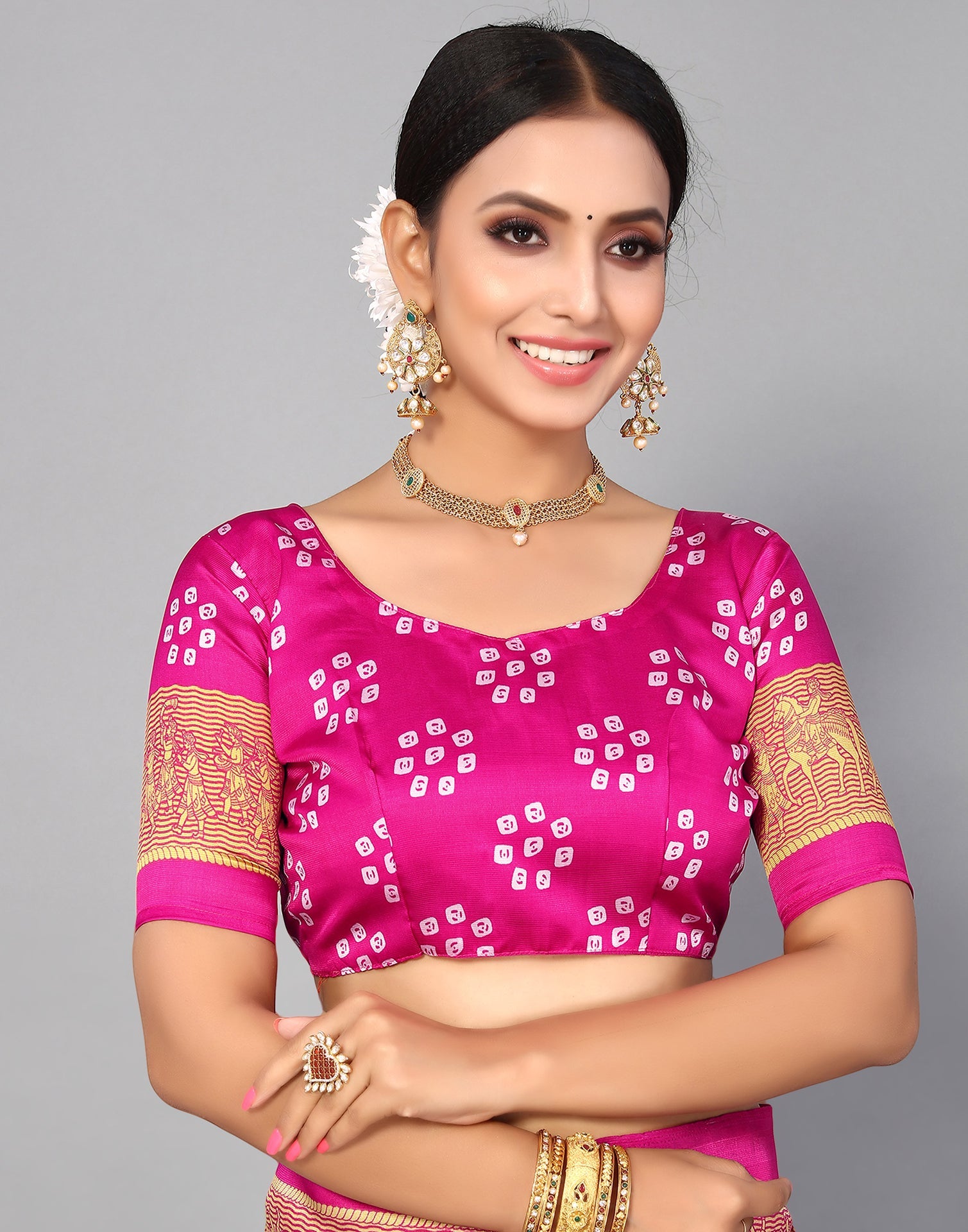 Navy Blue Silk Printed Saree | Sudathi
