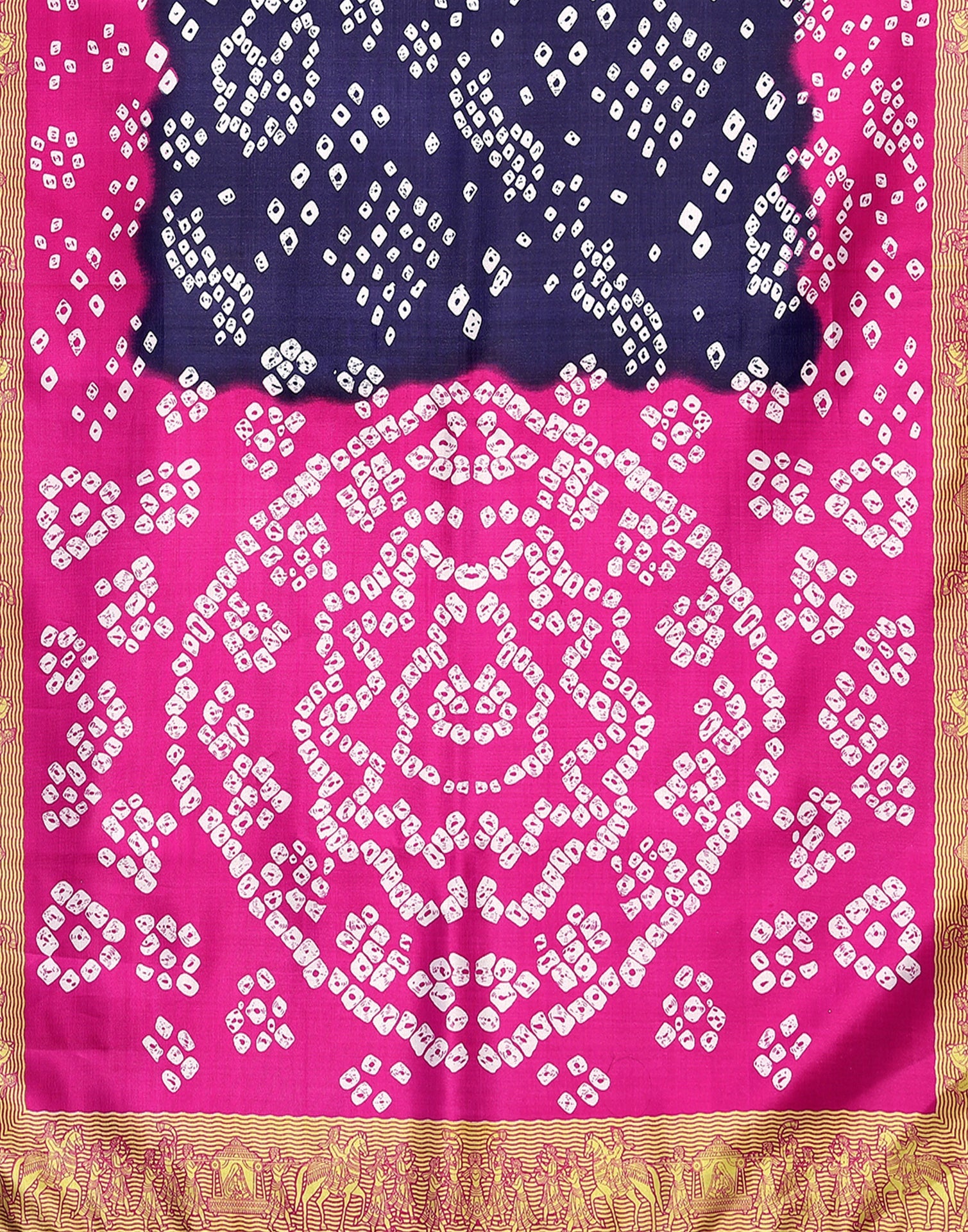 Navy Blue Silk Printed Saree | Sudathi