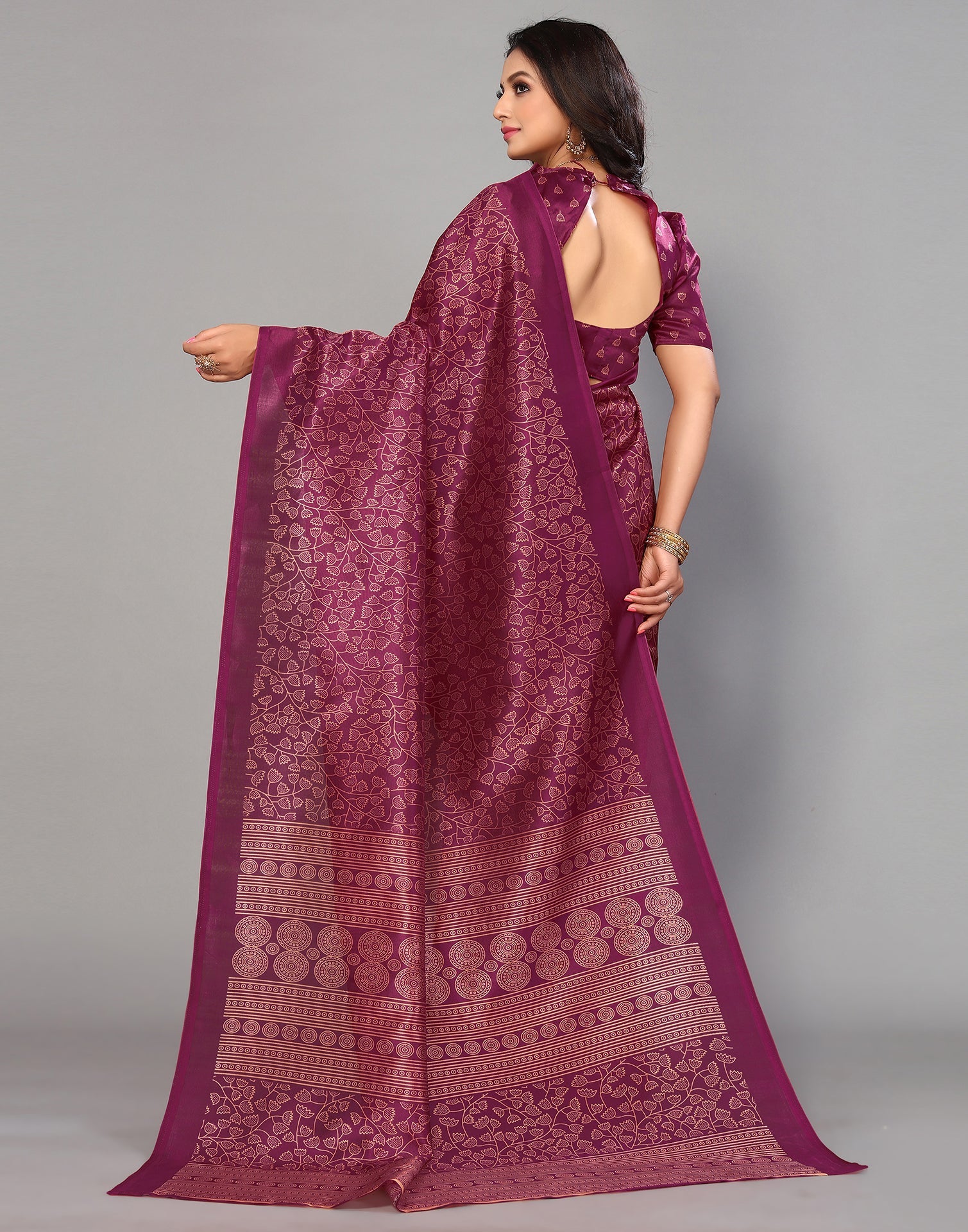 Purple Silk Printed Saree | Sudathi