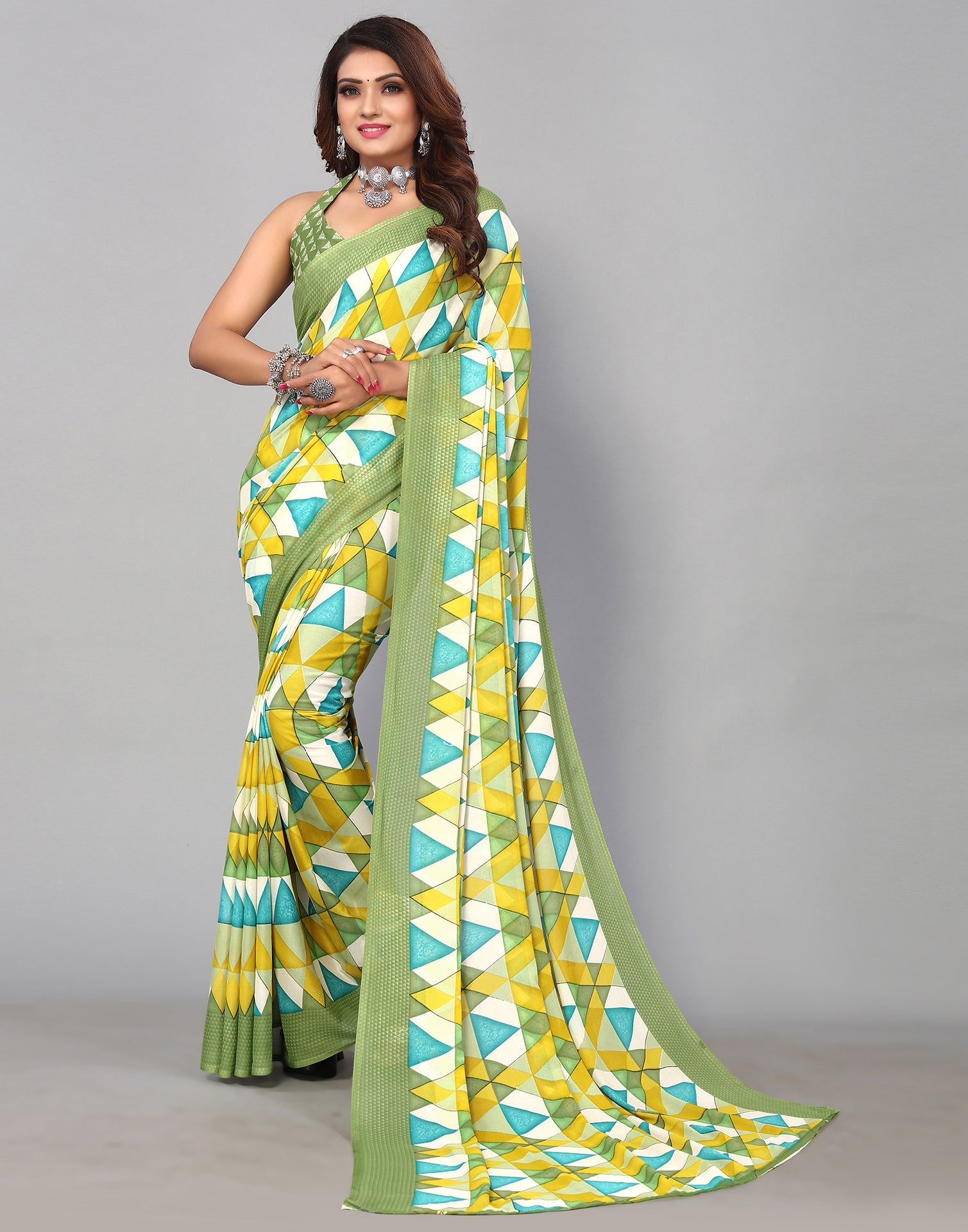 Light Green Georgette Printed Saree | Sudathi