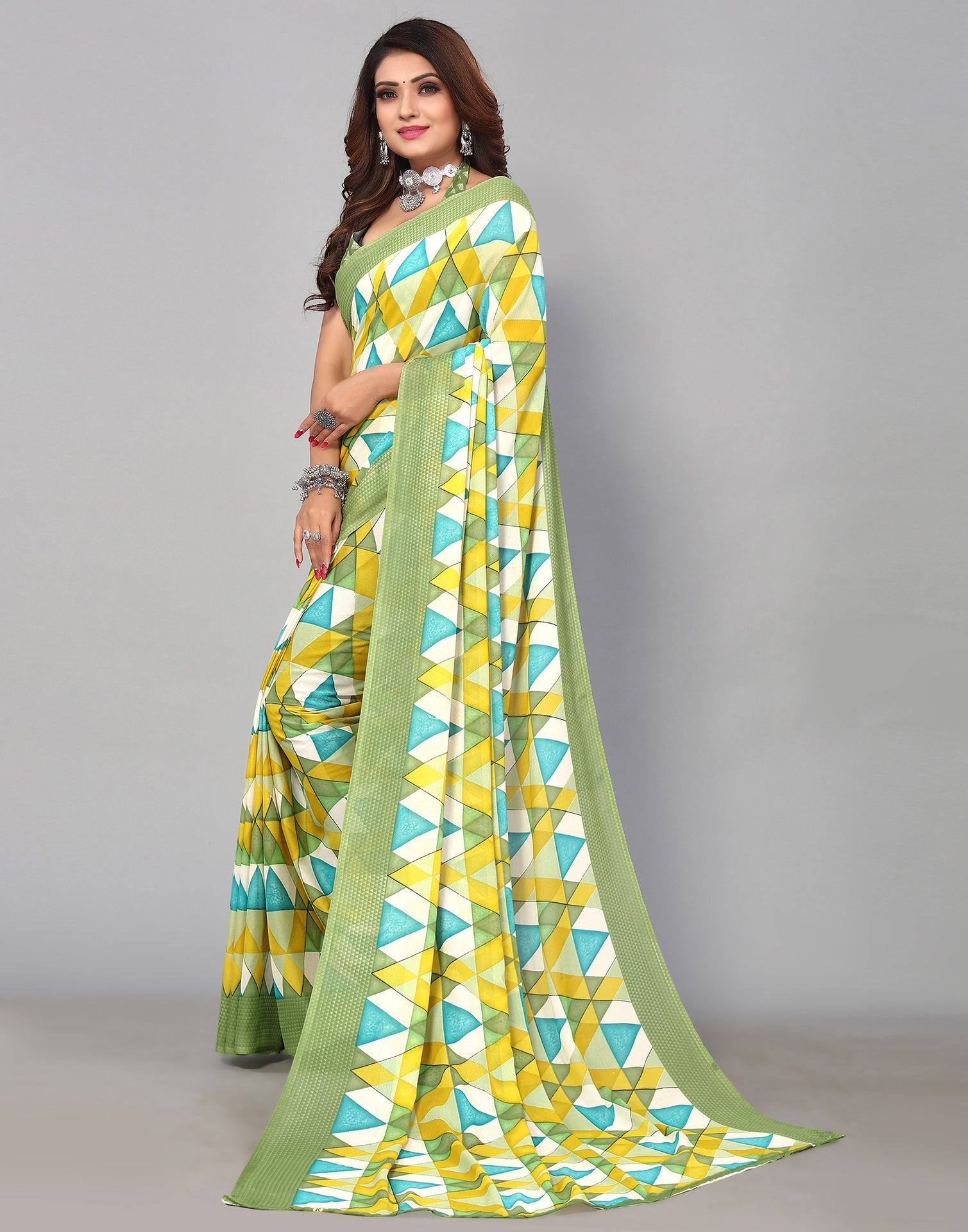Light Green Georgette Printed Saree | Sudathi