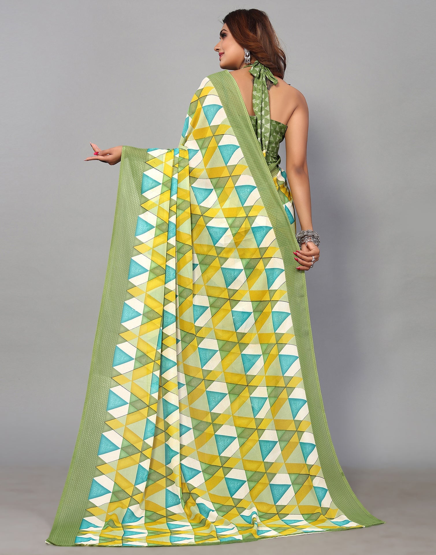 Light Green Georgette Printed Saree | Sudathi